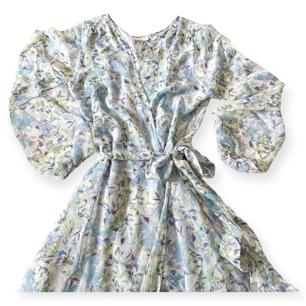 NWT Eywasouls Malibu | Lara Long Sleeve Dress., blue floral, Size M/L - Picture 10 of 16